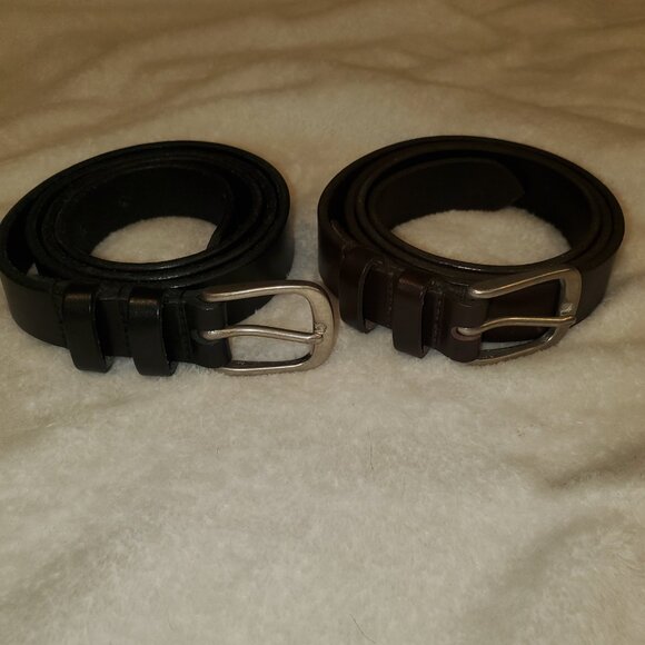 Set of 2 EDDIE BAUER Men's Leather Belts. Brown & Black. XL, 42 Inches, Classic - Picture 1 of 13